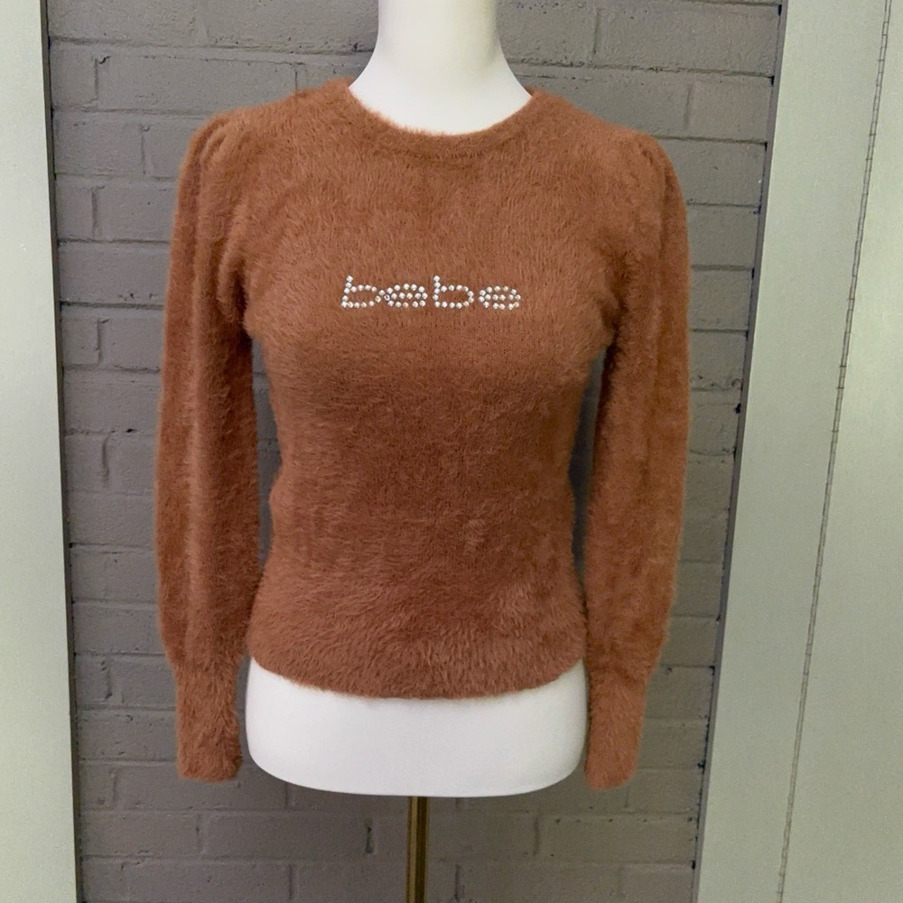 Bebe brown fuzzy sweater